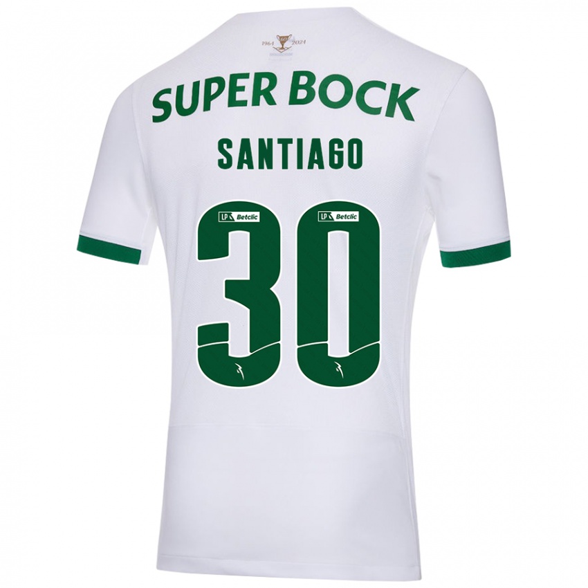 Børn Carolina Santiago #30 Hvid Grøn Udebane Spillertrøjer 2024/25 Trøje T-Shirt