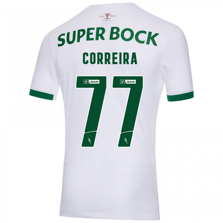 Børn Alicia Figueiredo Lima Correia #77 Hvid Grøn Udebane Spillertrøjer 2024/25 Trøje T-Shirt