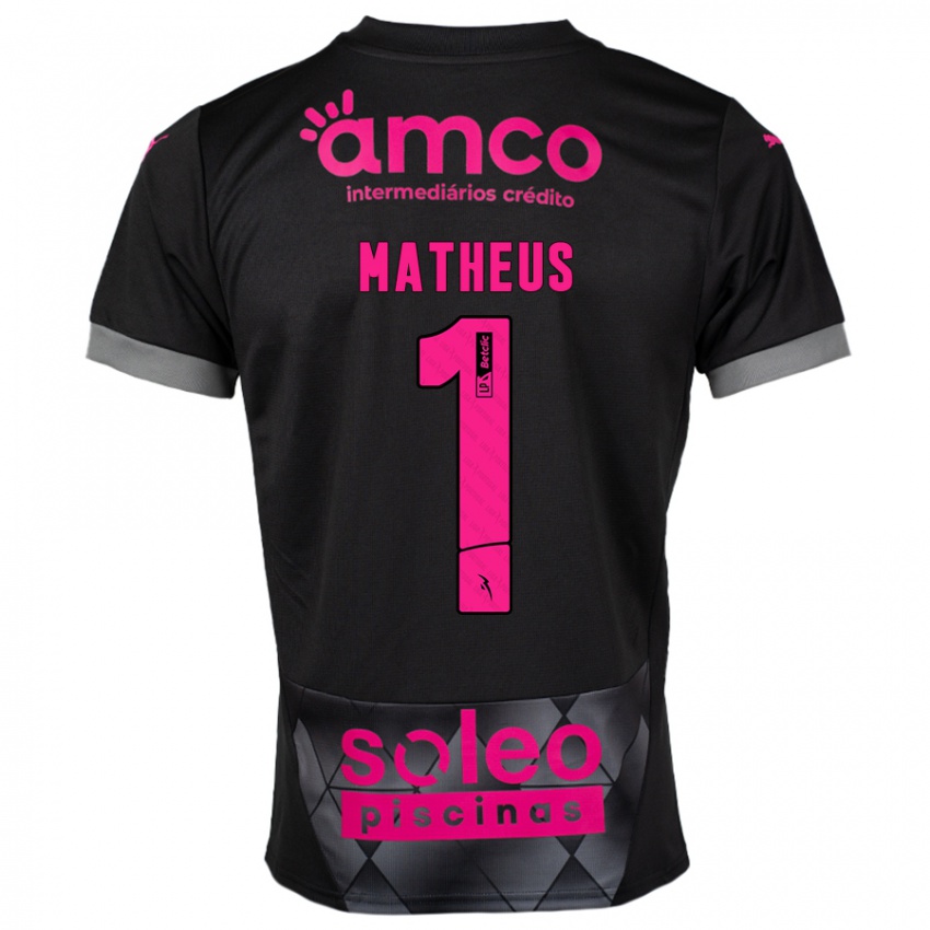 Børn Matheus #1 Sort Pink Udebane Spillertrøjer 2024/25 Trøje T-Shirt