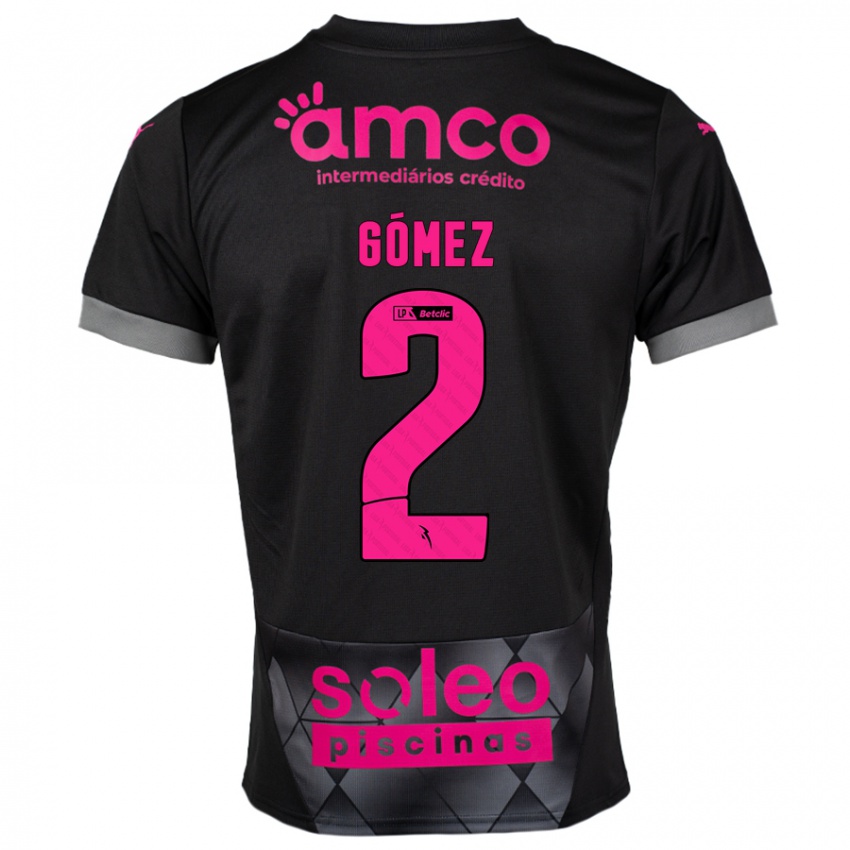 Børn Víctor Gómez #2 Sort Pink Udebane Spillertrøjer 2024/25 Trøje T-Shirt