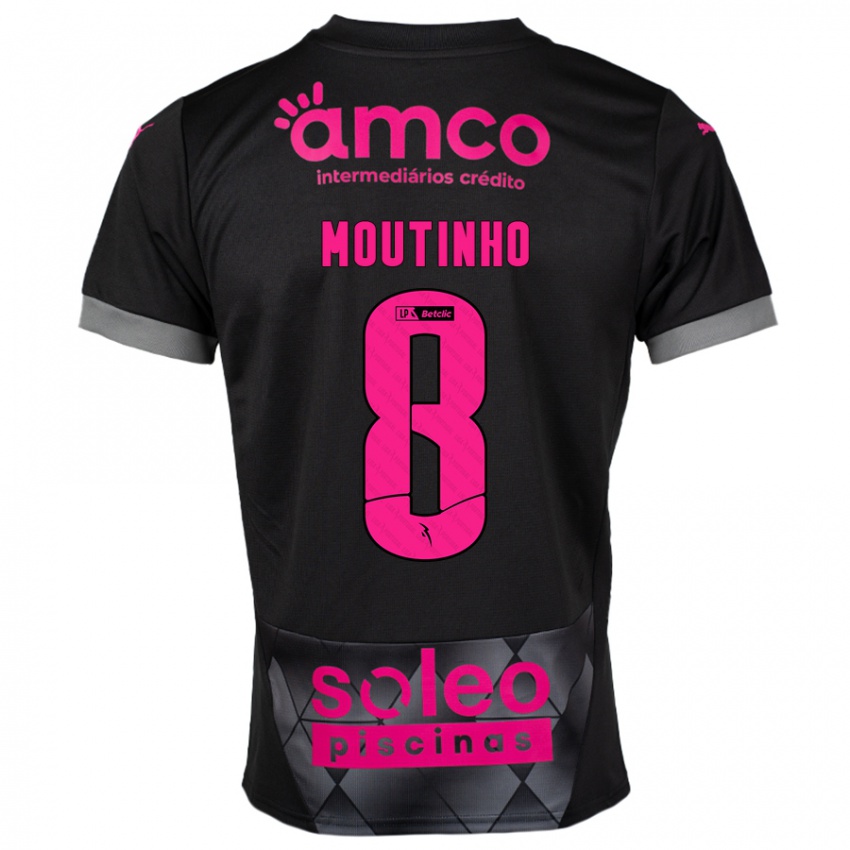 Børn João Moutinho #8 Sort Pink Udebane Spillertrøjer 2024/25 Trøje T-Shirt