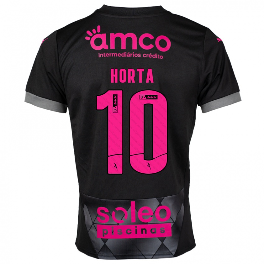 Børn André Horta #10 Sort Pink Udebane Spillertrøjer 2024/25 Trøje T-Shirt