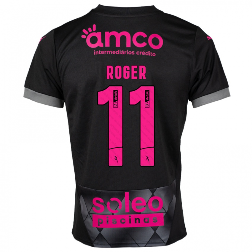 Børn Roger #11 Sort Pink Udebane Spillertrøjer 2024/25 Trøje T-Shirt