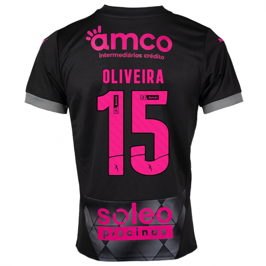 Børn Paulo Oliveira #15 Sort Pink Udebane Spillertrøjer 2024/25 Trøje T-Shirt