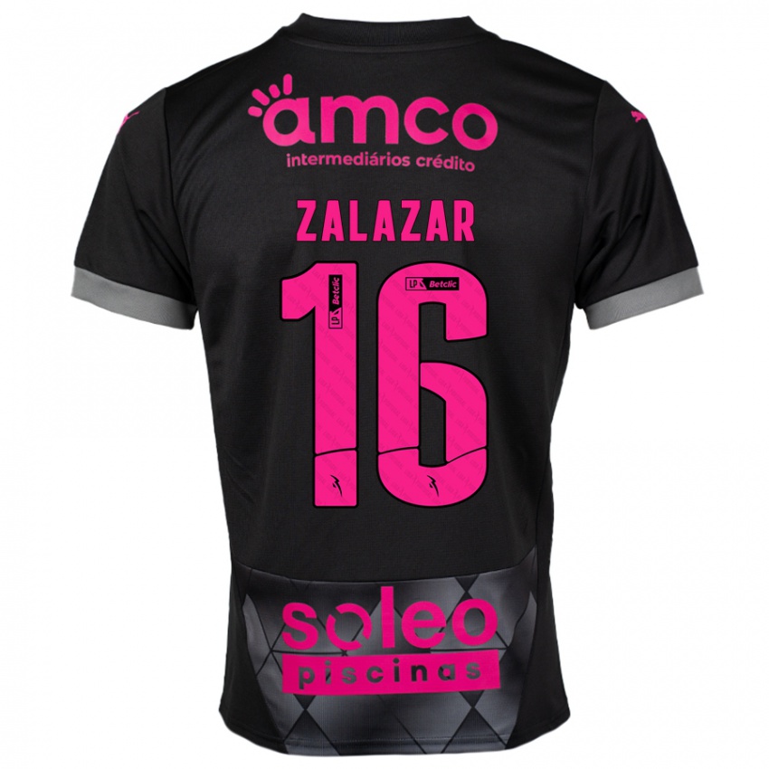 Børn Rodrigo Zalazar #16 Sort Pink Udebane Spillertrøjer 2024/25 Trøje T-Shirt