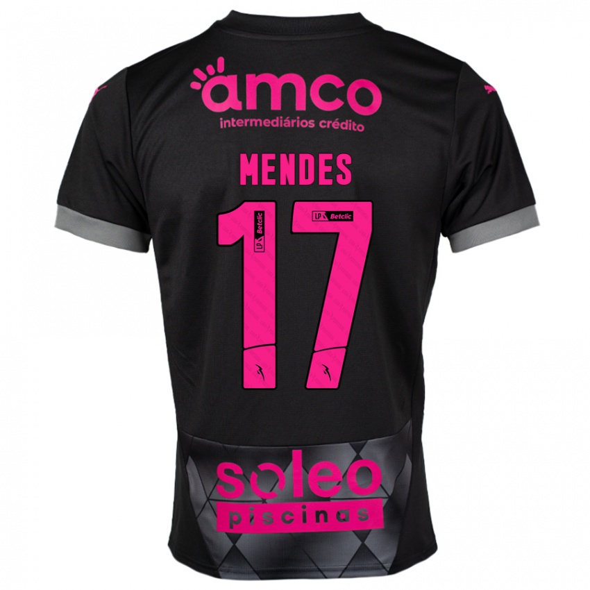 Børn Joe Mendes #17 Sort Pink Udebane Spillertrøjer 2024/25 Trøje T-Shirt