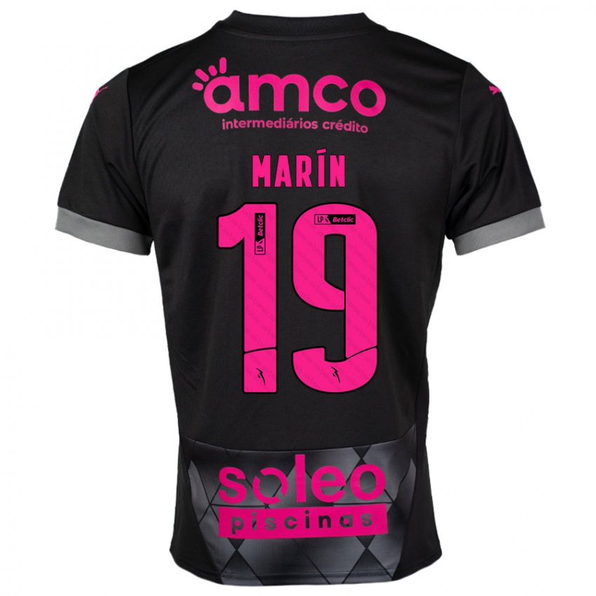 Børn Adrián Marín #19 Sort Pink Udebane Spillertrøjer 2024/25 Trøje T-Shirt