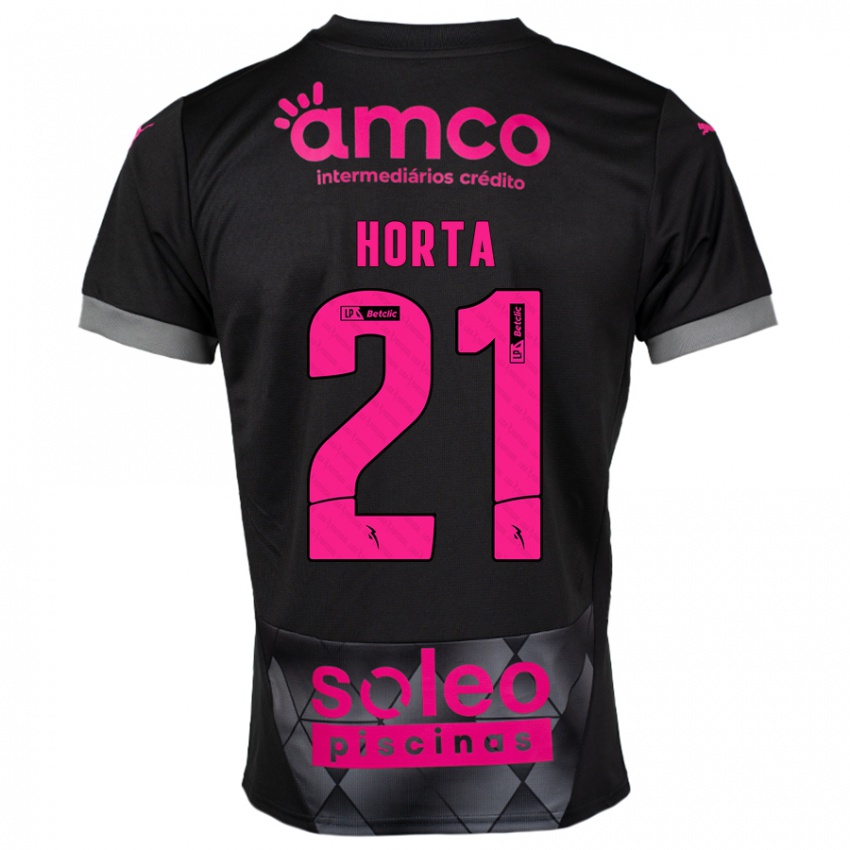 Børn Ricardo Horta #21 Sort Pink Udebane Spillertrøjer 2024/25 Trøje T-Shirt