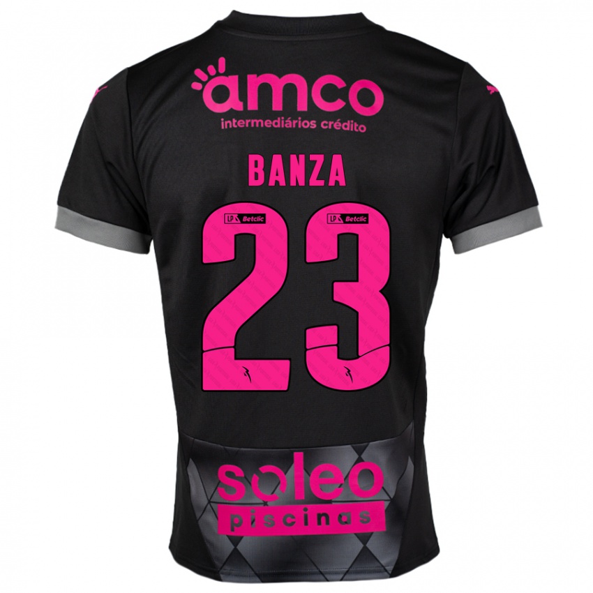 Børn Simon Banza #23 Sort Pink Udebane Spillertrøjer 2024/25 Trøje T-Shirt