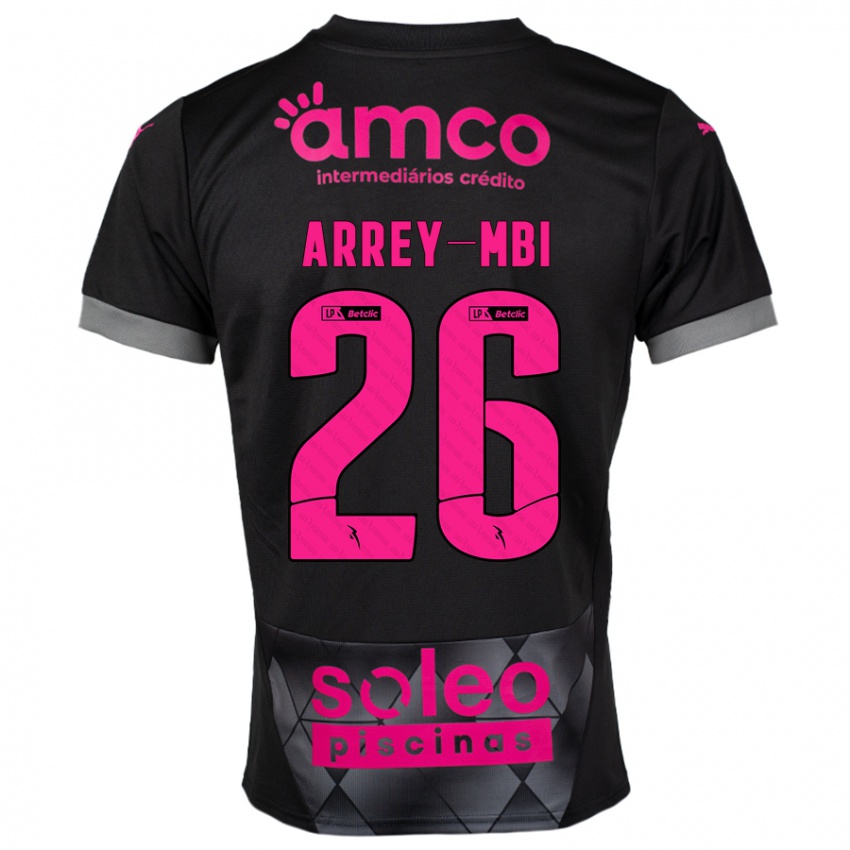 Børn Bright Arrey-Mbi #26 Sort Pink Udebane Spillertrøjer 2024/25 Trøje T-Shirt