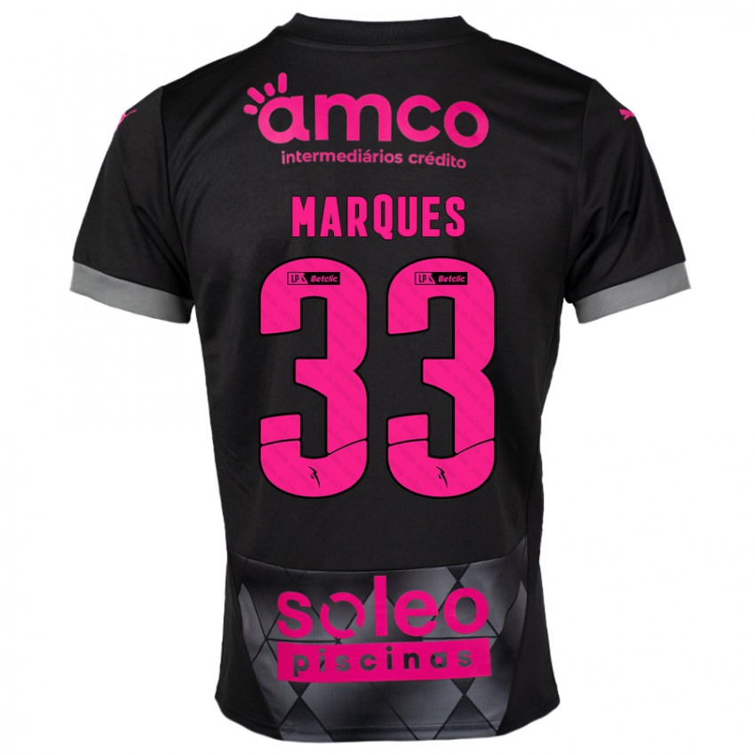 Børn João Marques #33 Sort Pink Udebane Spillertrøjer 2024/25 Trøje T-Shirt