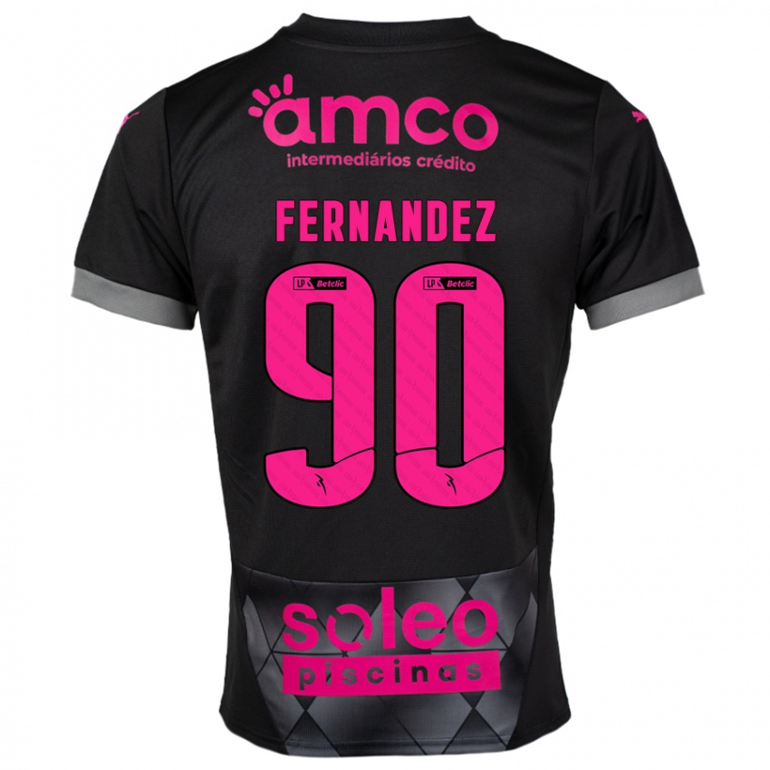 Børn Roberto Fernández #90 Sort Pink Udebane Spillertrøjer 2024/25 Trøje T-Shirt