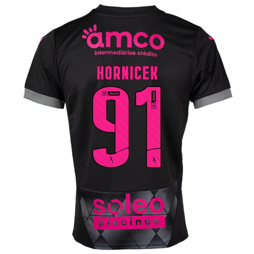 Børn Lukas Hornicek #91 Sort Pink Udebane Spillertrøjer 2024/25 Trøje T-Shirt