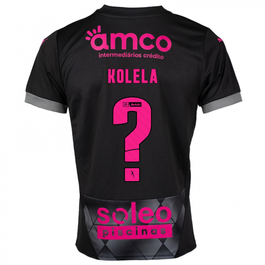 Børn Kyllian Kolela #0 Sort Pink Udebane Spillertrøjer 2024/25 Trøje T-Shirt