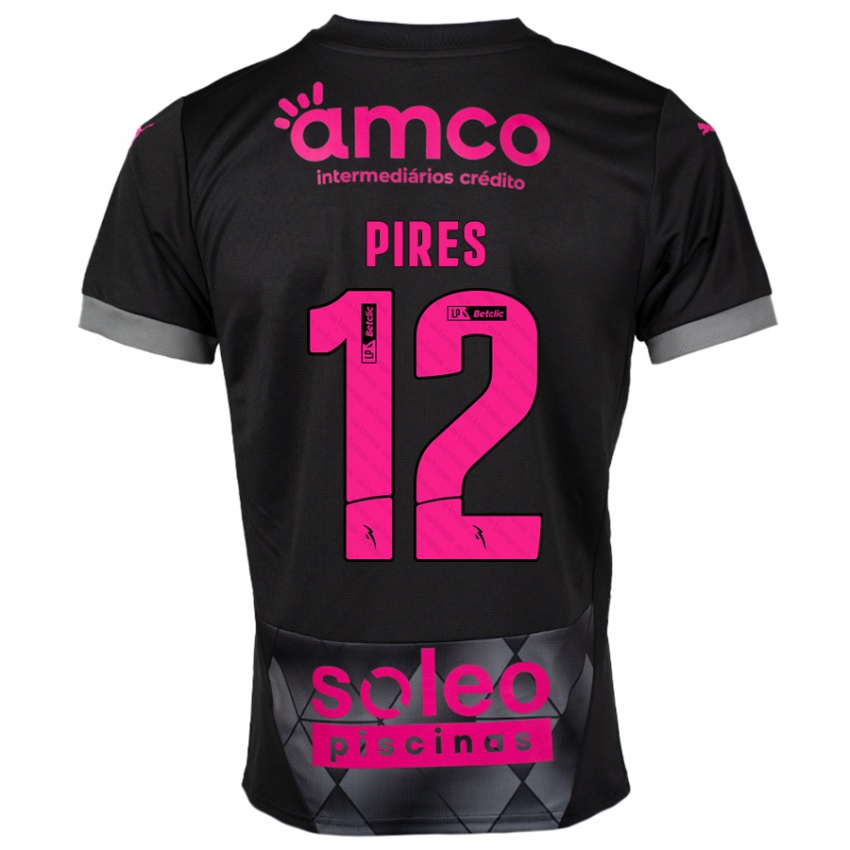 Børn Hugo Pires #12 Sort Pink Udebane Spillertrøjer 2024/25 Trøje T-Shirt