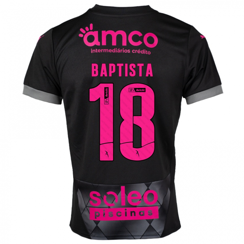 Børn Tiago Baptista #18 Sort Pink Udebane Spillertrøjer 2024/25 Trøje T-Shirt