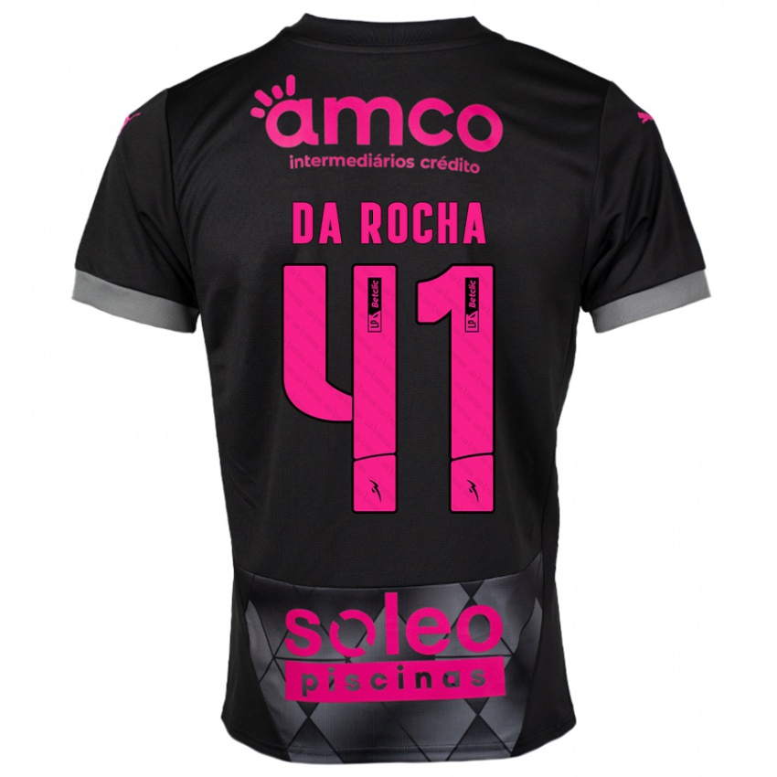 Børn Yanis Da Rocha #41 Sort Pink Udebane Spillertrøjer 2024/25 Trøje T-Shirt