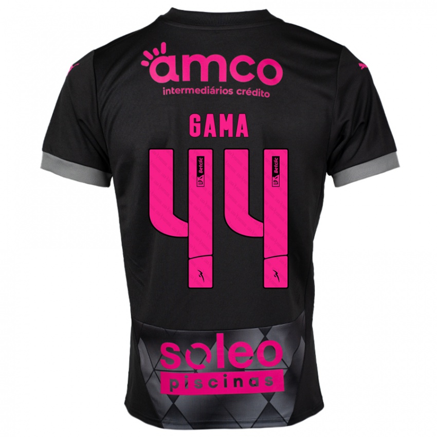 Børn Dinis Gama #44 Sort Pink Udebane Spillertrøjer 2024/25 Trøje T-Shirt