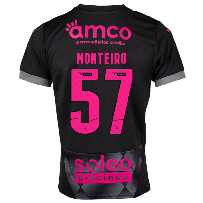 Børn Jordan Monteiro #57 Sort Pink Udebane Spillertrøjer 2024/25 Trøje T-Shirt