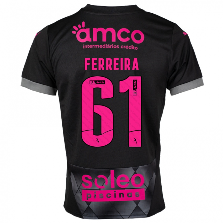 Børn Tiago Ferreira #61 Sort Pink Udebane Spillertrøjer 2024/25 Trøje T-Shirt