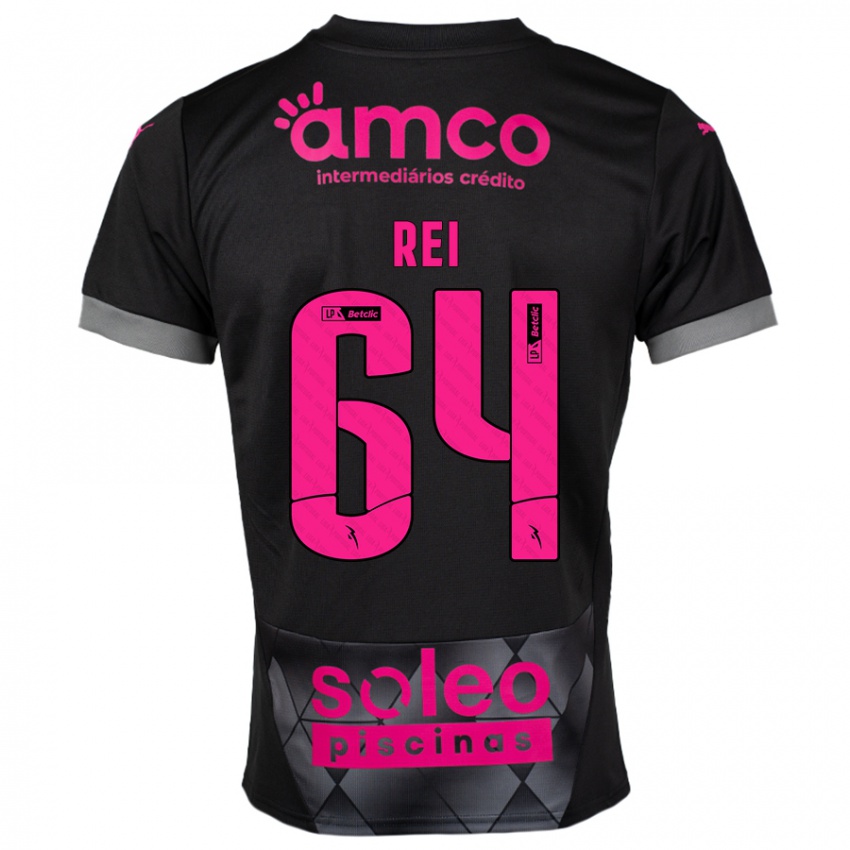 Børn Ricardo Rei #64 Sort Pink Udebane Spillertrøjer 2024/25 Trøje T-Shirt