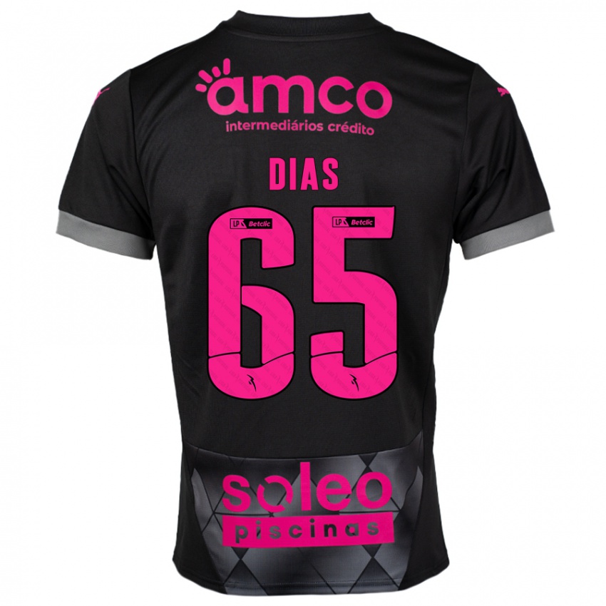 Børn Leandro Dias #65 Sort Pink Udebane Spillertrøjer 2024/25 Trøje T-Shirt