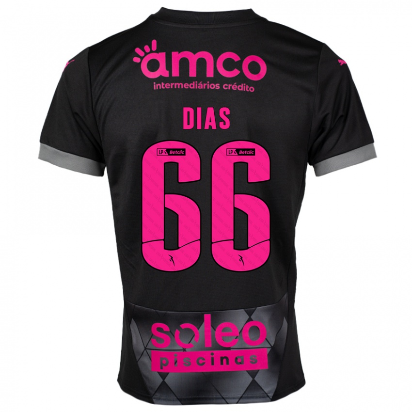 Børn Gonçalo Dias #66 Sort Pink Udebane Spillertrøjer 2024/25 Trøje T-Shirt