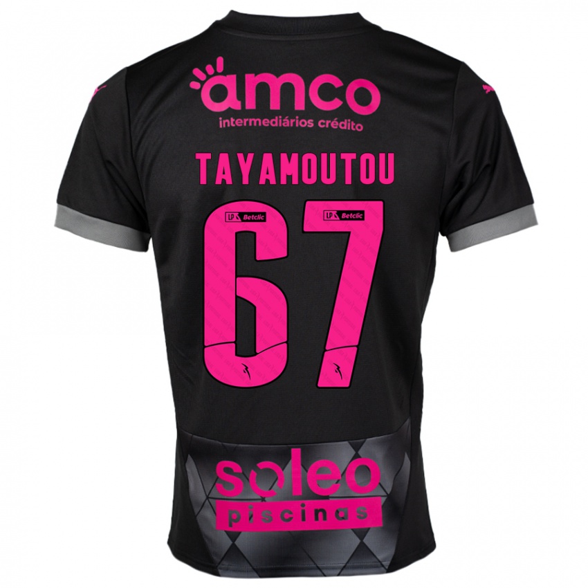 Børn Enzo Tayamoutou #67 Sort Pink Udebane Spillertrøjer 2024/25 Trøje T-Shirt