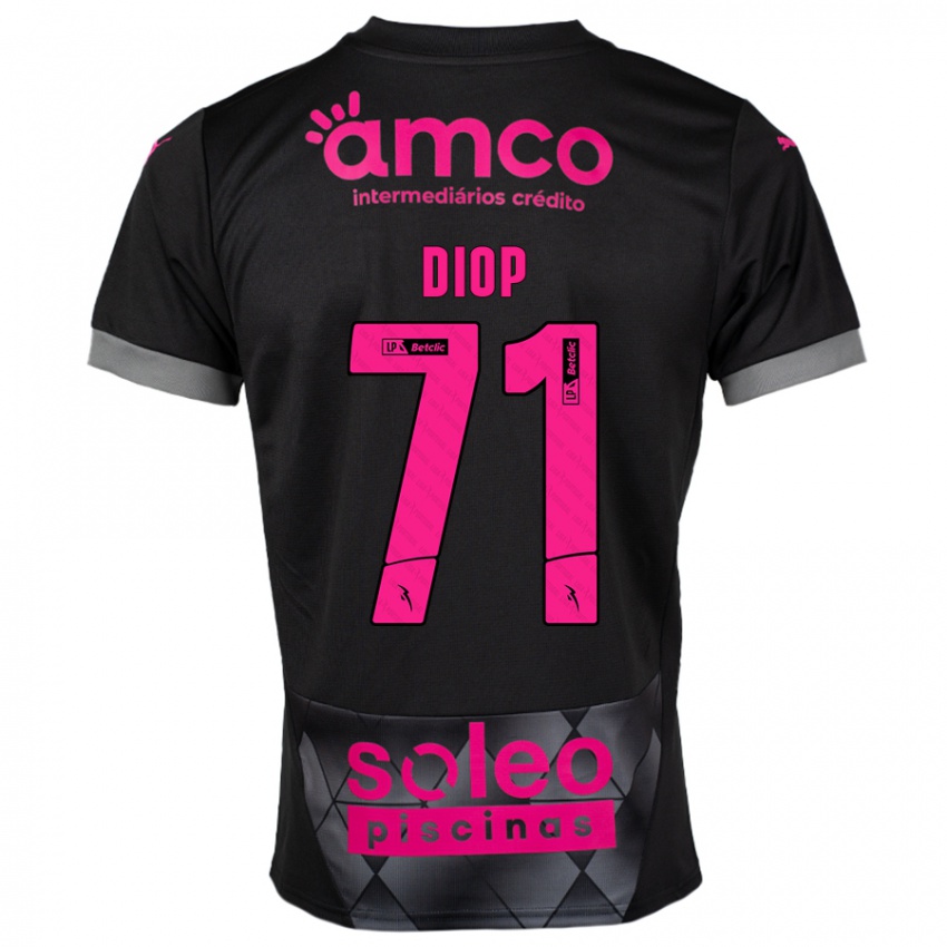 Børn Mamadou Diop #71 Sort Pink Udebane Spillertrøjer 2024/25 Trøje T-Shirt