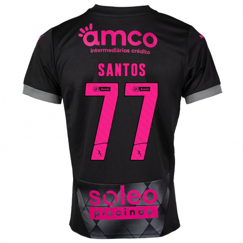 Børn Edu Santos #77 Sort Pink Udebane Spillertrøjer 2024/25 Trøje T-Shirt