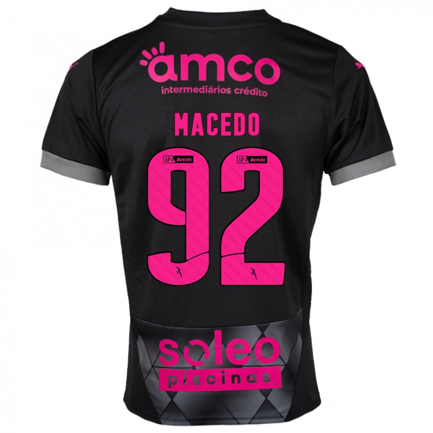 Børn Rodrigo Macedo #92 Sort Pink Udebane Spillertrøjer 2024/25 Trøje T-Shirt