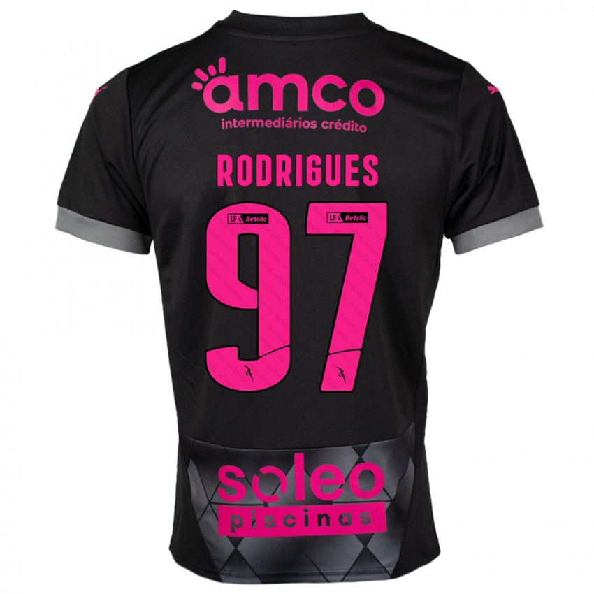 Børn Dinis Rodrigues #97 Sort Pink Udebane Spillertrøjer 2024/25 Trøje T-Shirt