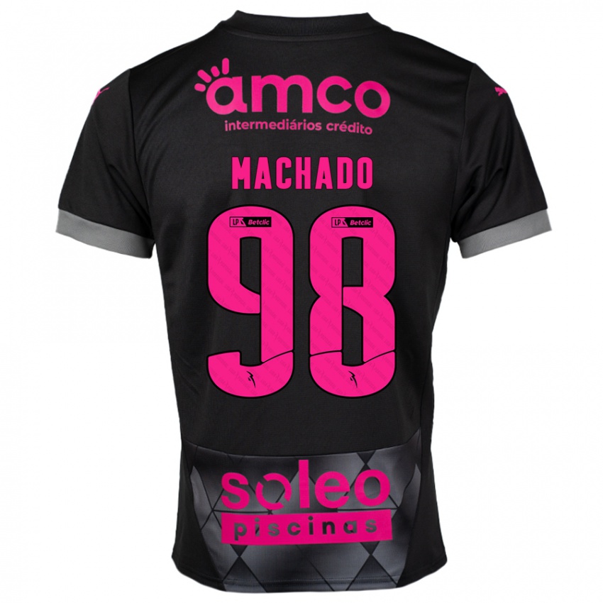 Børn Gonçalo Machado #98 Sort Pink Udebane Spillertrøjer 2024/25 Trøje T-Shirt