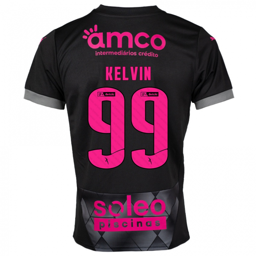 Børn Kauan Kelvin #99 Sort Pink Udebane Spillertrøjer 2024/25 Trøje T-Shirt