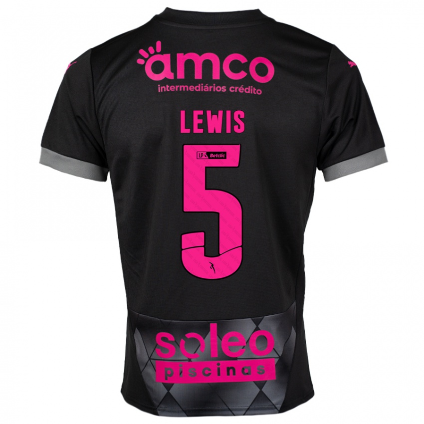 Børn Leah Lewis #5 Sort Pink Udebane Spillertrøjer 2024/25 Trøje T-Shirt