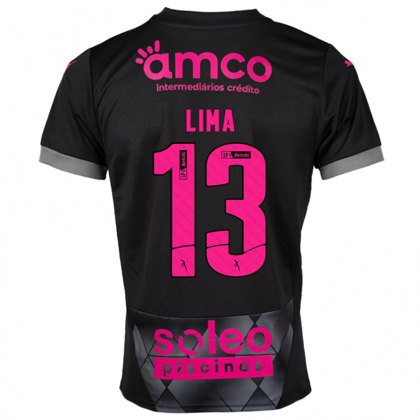 Børn Aline Lima #13 Sort Pink Udebane Spillertrøjer 2024/25 Trøje T-Shirt