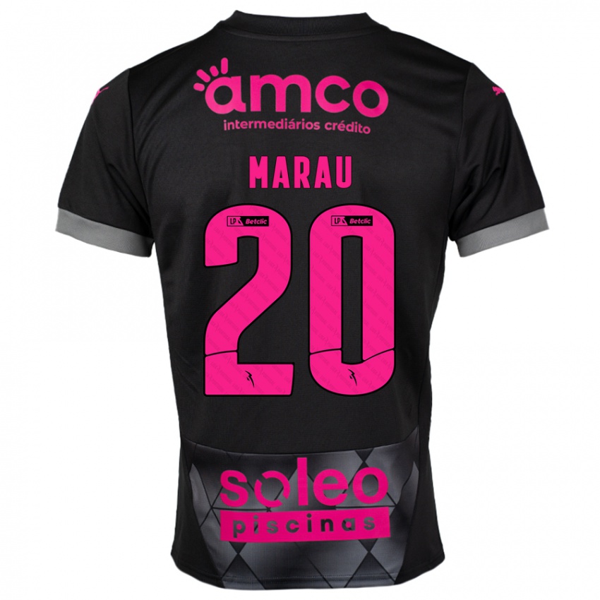 Børn Madalena Marau #20 Sort Pink Udebane Spillertrøjer 2024/25 Trøje T-Shirt