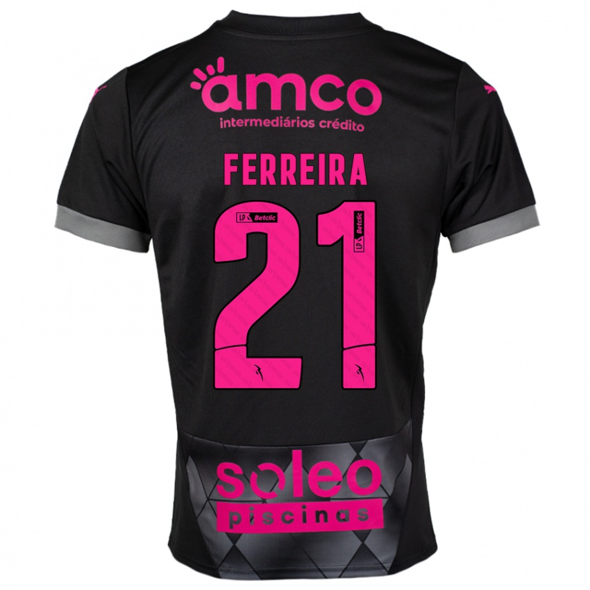 Børn Ana Carolina Ferreira #21 Sort Pink Udebane Spillertrøjer 2024/25 Trøje T-Shirt