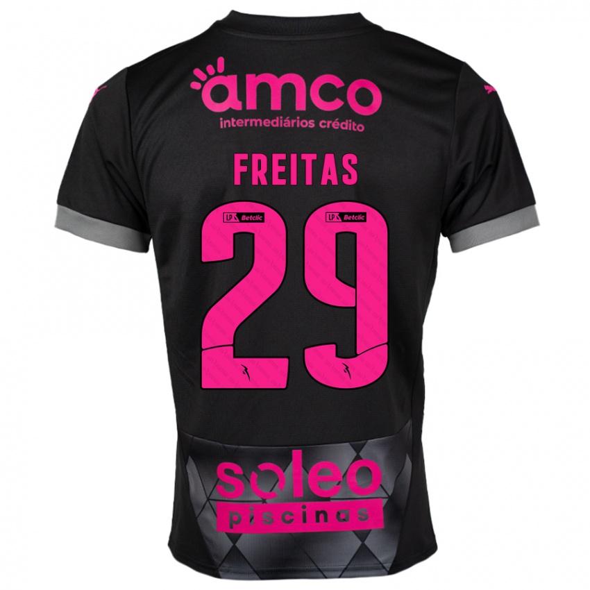 Børn Mylena Freitas #29 Sort Pink Udebane Spillertrøjer 2024/25 Trøje T-Shirt