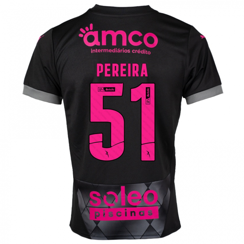 Børn Evy Pereira #51 Sort Pink Udebane Spillertrøjer 2024/25 Trøje T-Shirt