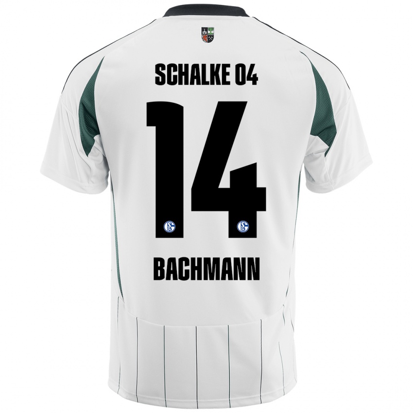 Børn Janik Bachmann #14 Hvid Grøn Udebane Spillertrøjer 2024/25 Trøje T-Shirt