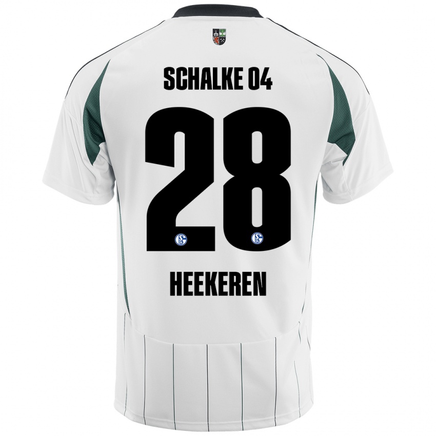 Børn Justin Heekeren #28 Hvid Grøn Udebane Spillertrøjer 2024/25 Trøje T-Shirt