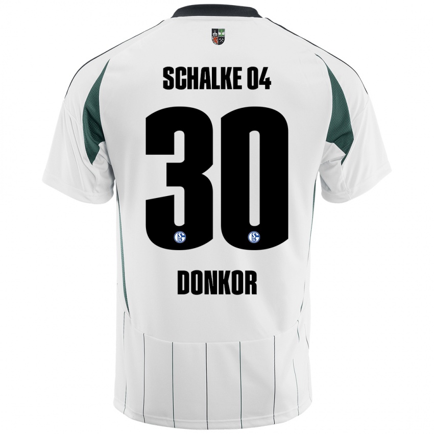 Børn Anton Donkor #30 Hvid Grøn Udebane Spillertrøjer 2024/25 Trøje T-Shirt