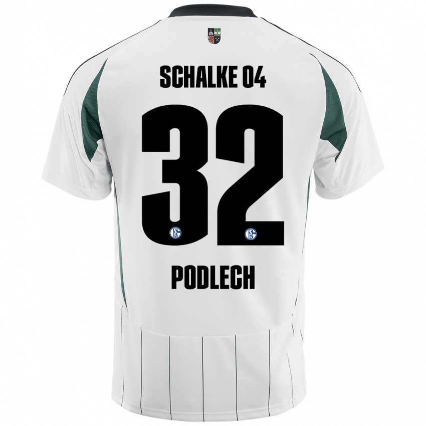 Børn Luca Podlech #32 Hvid Grøn Udebane Spillertrøjer 2024/25 Trøje T-Shirt