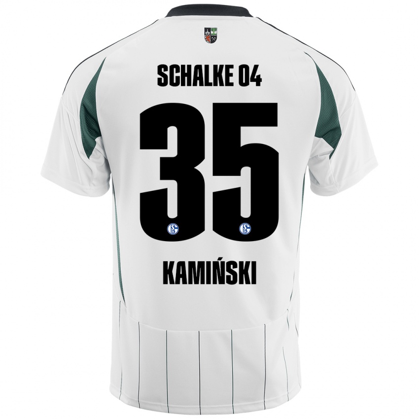 Børn Marcin Kaminski #35 Hvid Grøn Udebane Spillertrøjer 2024/25 Trøje T-Shirt