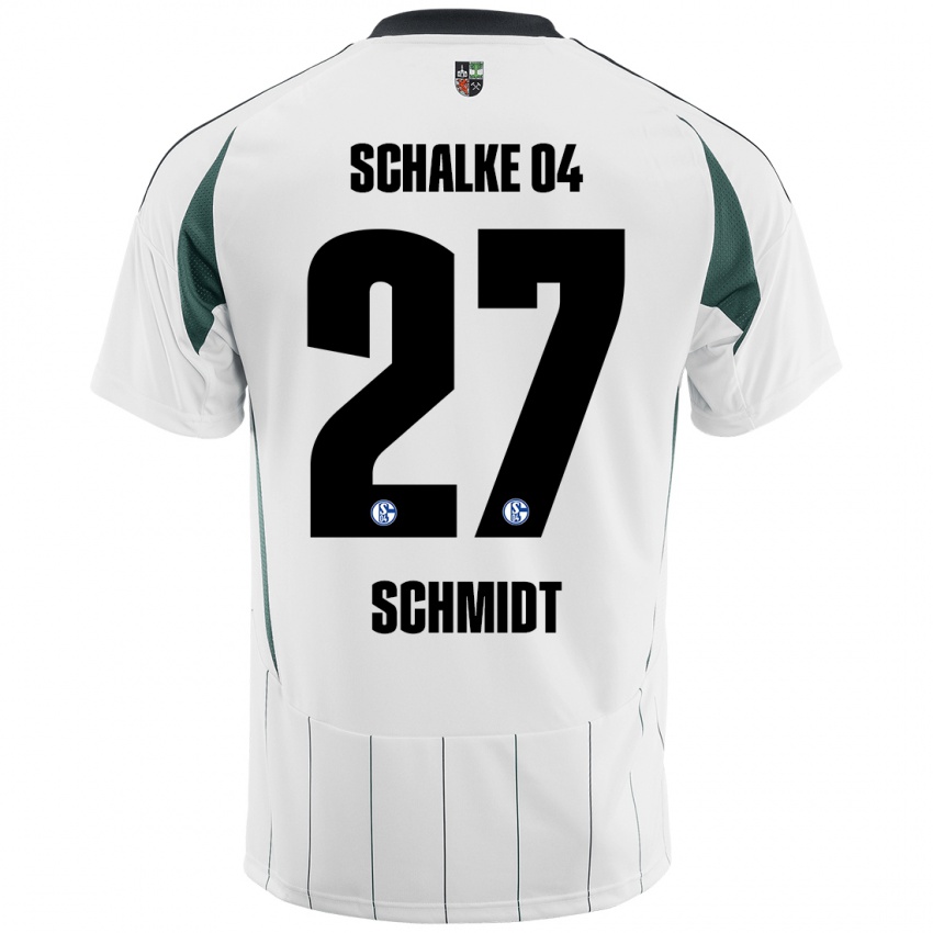 Børn Tim Schmidt #27 Hvid Grøn Udebane Spillertrøjer 2024/25 Trøje T-Shirt