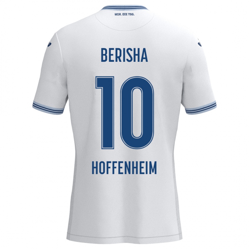 Børn Mergim Berisha #10 Hvid Blå Udebane Spillertrøjer 2024/25 Trøje T-Shirt