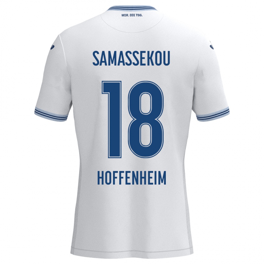 Børn Diadié Samassékou #18 Hvid Blå Udebane Spillertrøjer 2024/25 Trøje T-Shirt