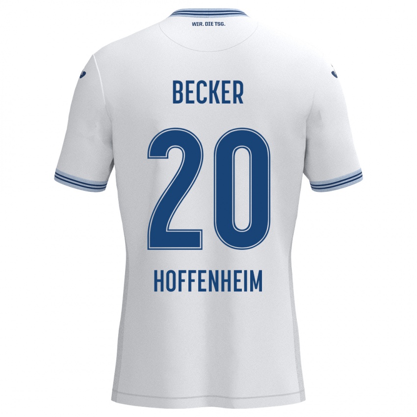 Børn Finn Ole Becker #20 Hvid Blå Udebane Spillertrøjer 2024/25 Trøje T-Shirt