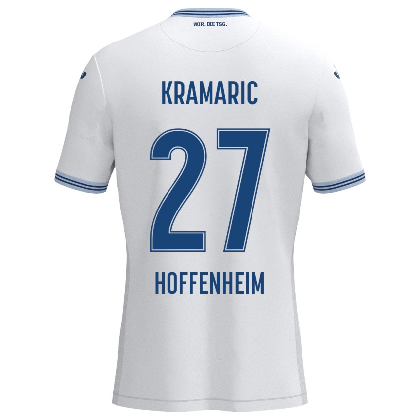 Børn Andrej Kramaric #27 Hvid Blå Udebane Spillertrøjer 2024/25 Trøje T-Shirt